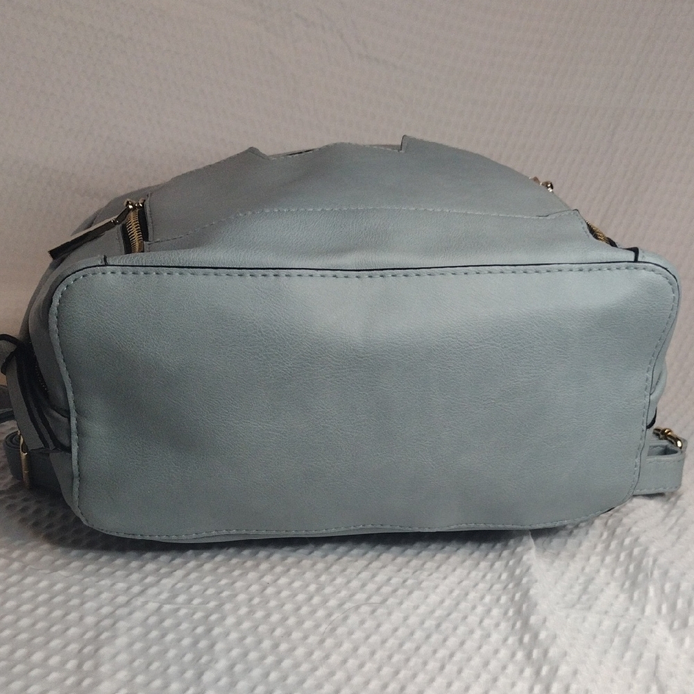 Big Buddha Light Gray-Blue Backpack with Gold Zippers - Picture 9 of 13
